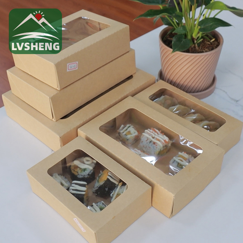 Uusia tuotteita Xiamen Lvsheng Factory -Sushi Togo -laatikko selkeällä ikkunalla